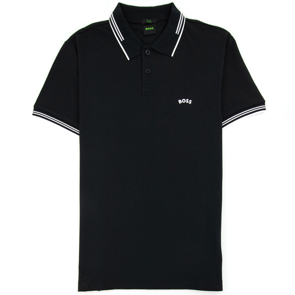 Hugo Boss Pual Curved Logo Slim Fit Polo Black 001