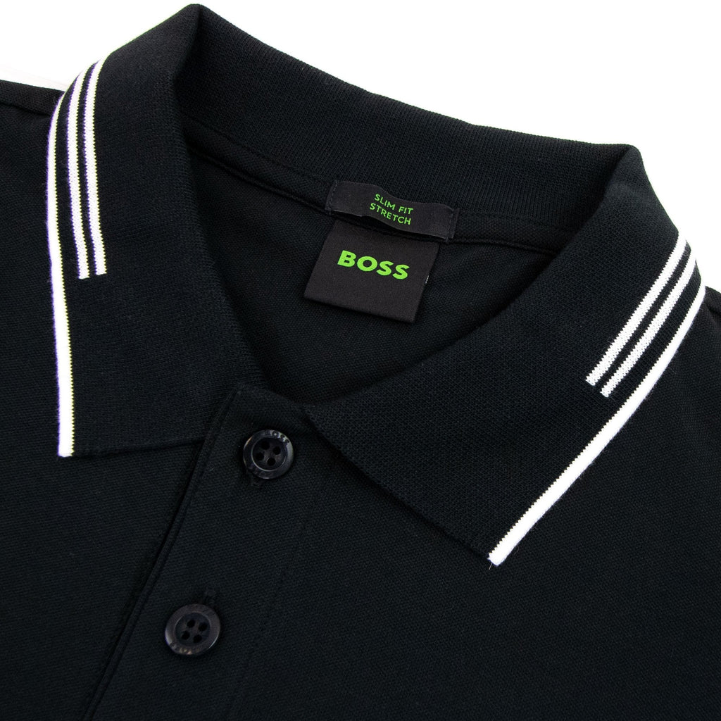 Hugo Boss Pual Curved Logo Slim Fit Polo Black 001