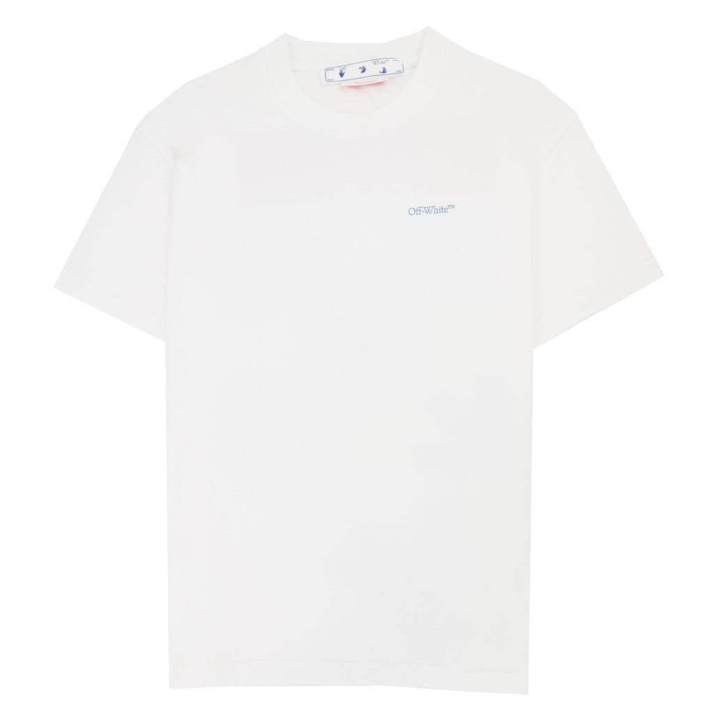Off White Women Blue Red Arrow Casual T Shirt White Multi