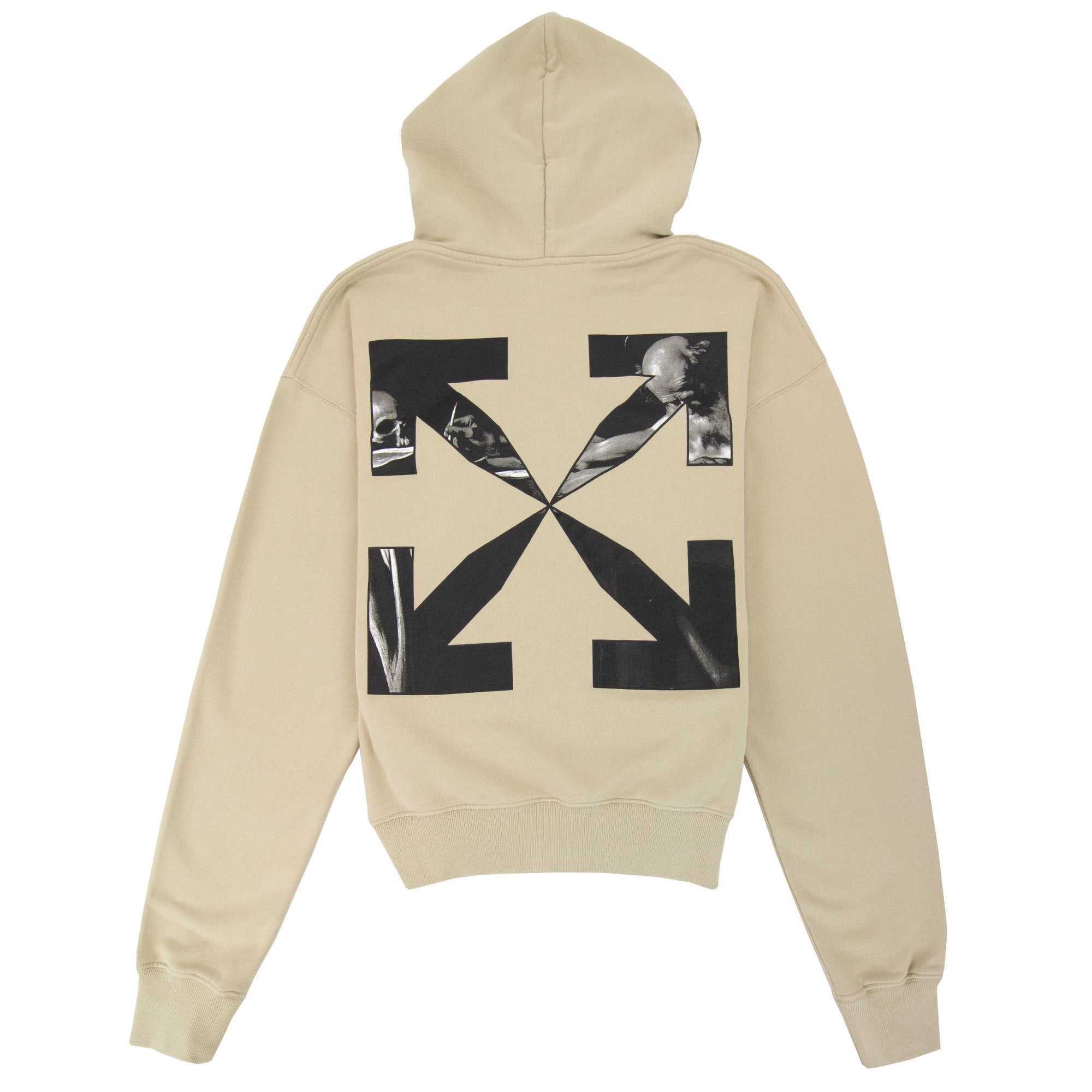 Off White Caravage Arrow Over Hoodied Sweatshirt Dark Sand/black