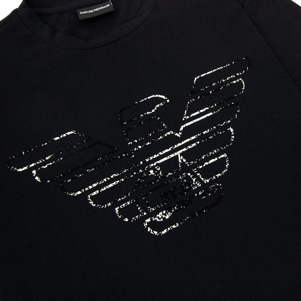 Emporio Armani Pima-jersey T-shirt With Graffiti Logo Black