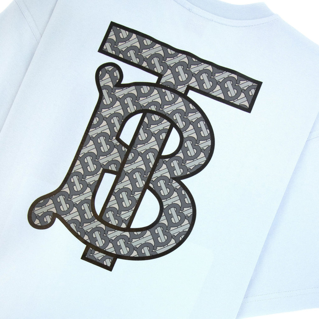 Burberry Back Monogram Motif Cotton Oversized T-shirt Sky Blue