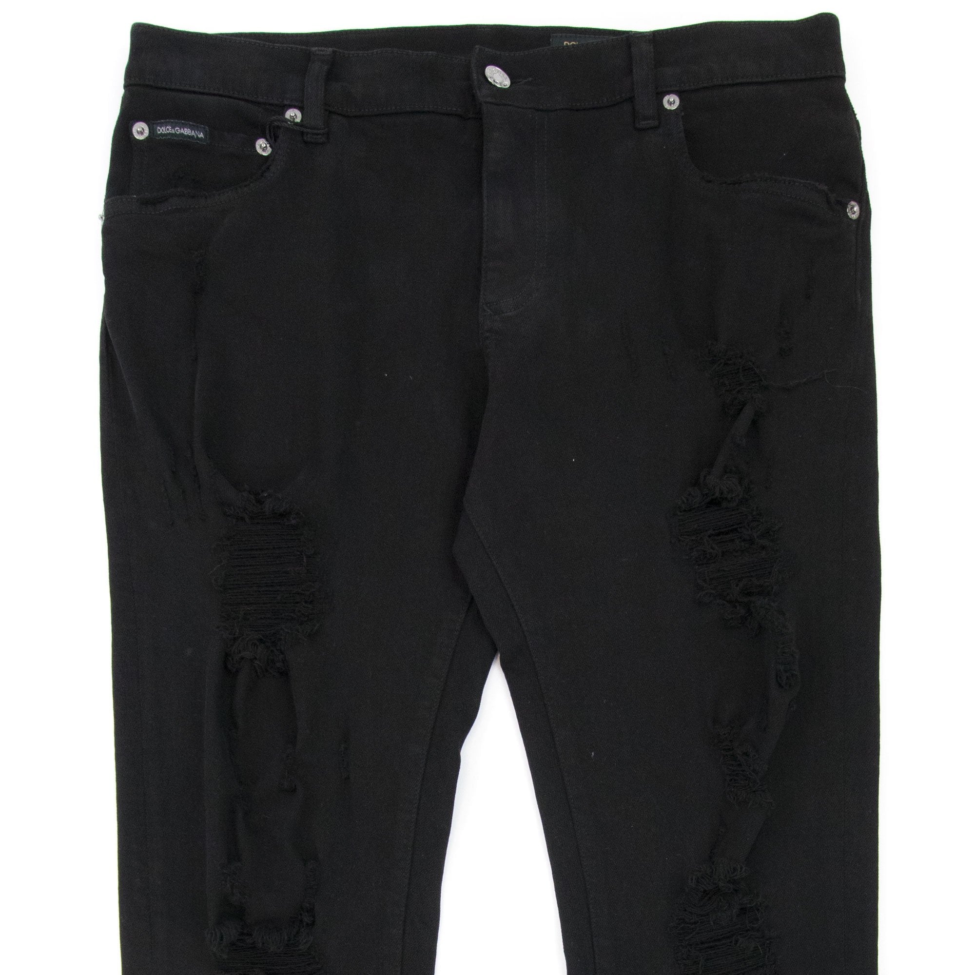 Dolce & Gabbana Black Slim-fit Stretch Jeans With Rips Black