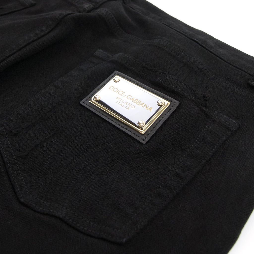 Dolce & Gabbana Black Slim-fit Stretch Jeans With Rips Black