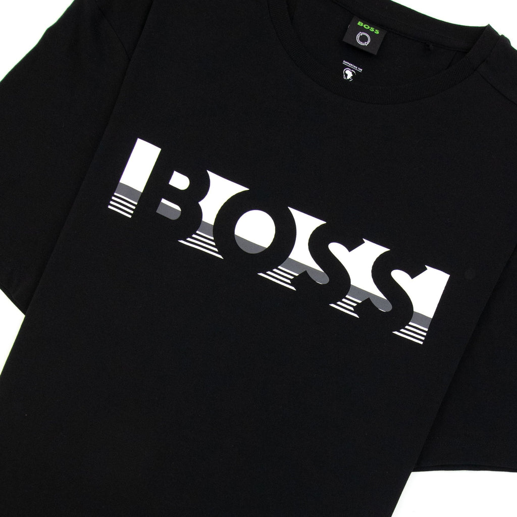 Hugo Boss Tee 1 Colour Block Logo T Shirt Black 001