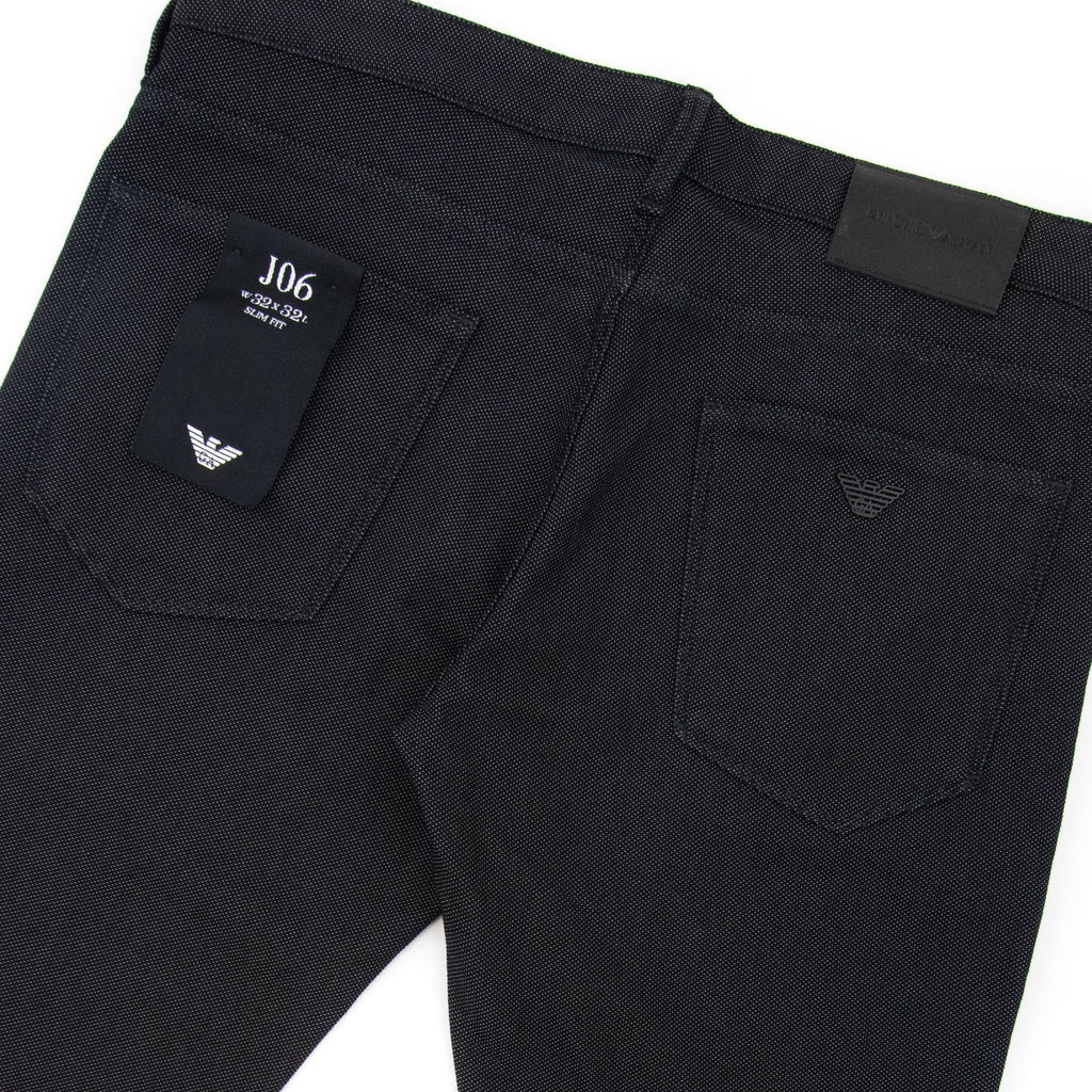 Emporio Armani J06 Slim Fit Cotton Blend Armure Trouser Black 999