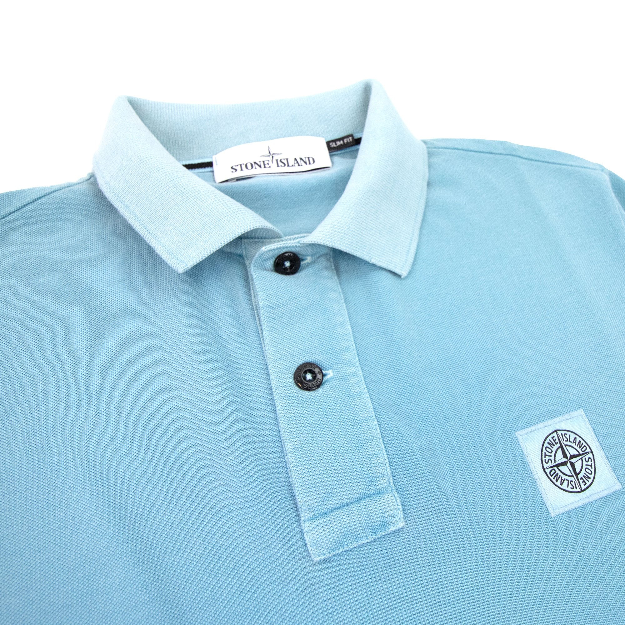 Stone Island Slim Fit Patch Polo Sky Blue V0041