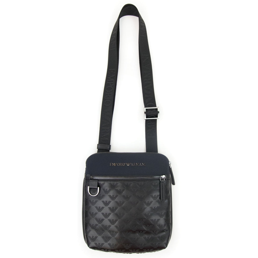Emporio Armani Flat Nylon Shoulder Bag With Monogrammed Eagle Navy/black
