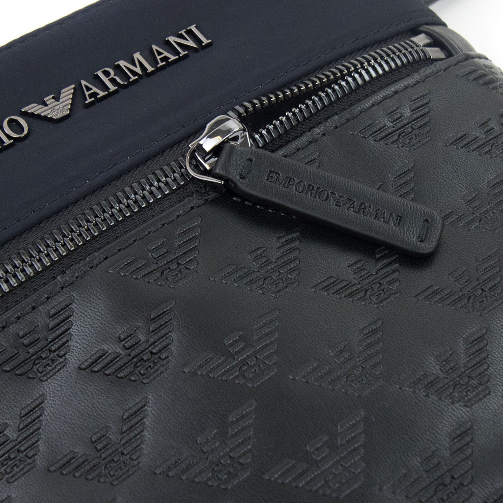 Emporio Armani Flat Nylon Shoulder Bag With Monogrammed Eagle Navy/black