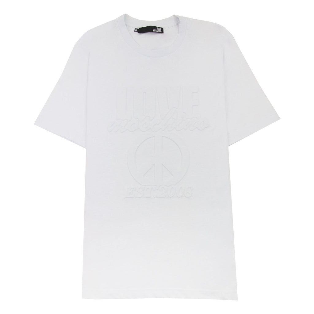Love Moschino Embossed Peace Logo T-shirt White