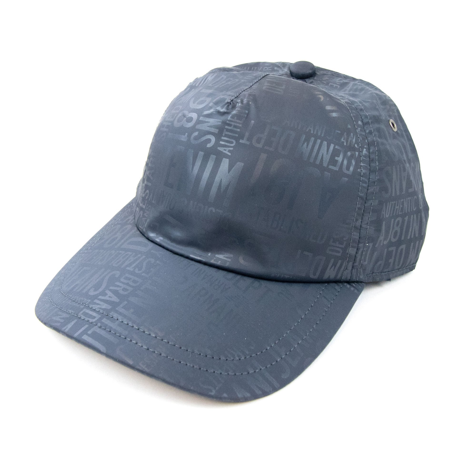 Armani Jeans All Over Logo Nylon Baseball Cap Navy Blue