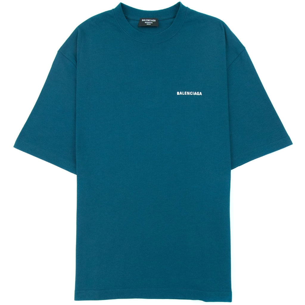 Balenciaga Logo Crewneck T Shirt Blue 9567