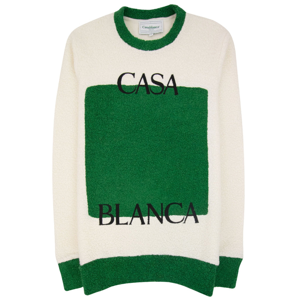 Casablanca Cashmere Blend Embriodered Colour Block Sweatshirt Off White