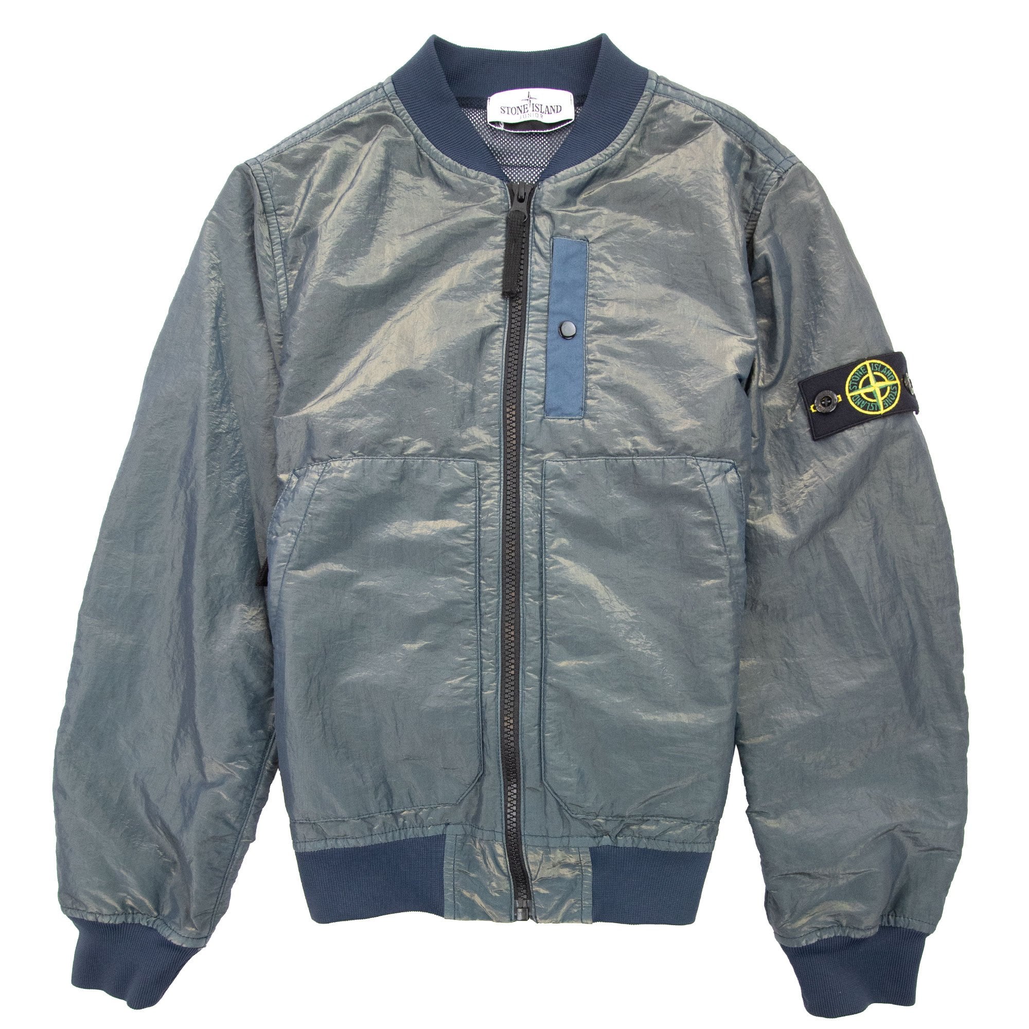 Stone Island Junior 40737 Iridescent Effect Bomber Jacket Green