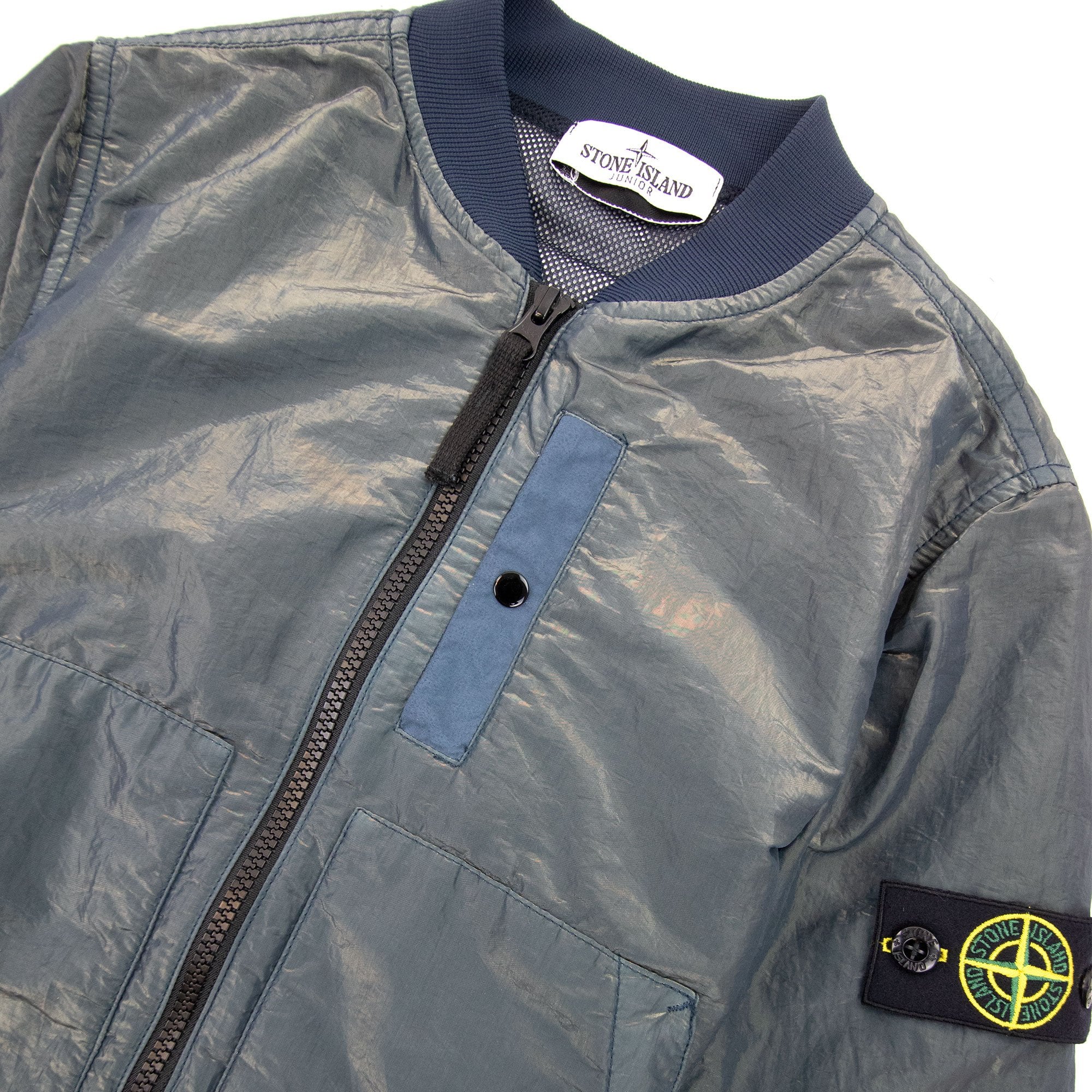 Stone Island Junior 40737 Iridescent Effect Bomber Jacket Green
