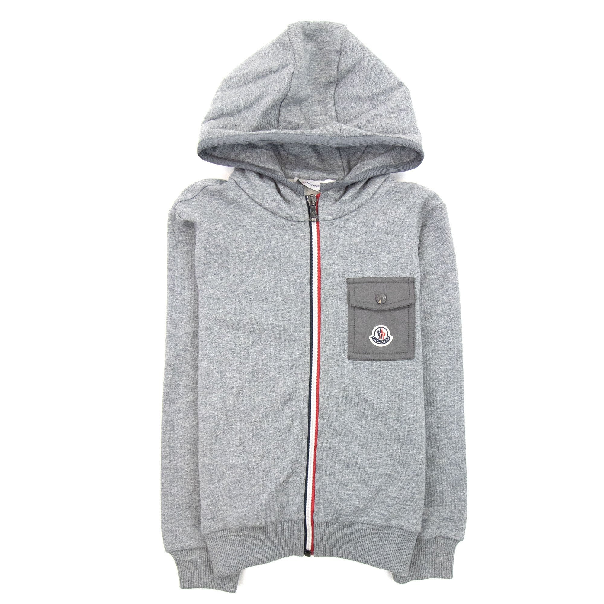 Moncler Junior Zip Up Hooded Sweatshirt Light Grey