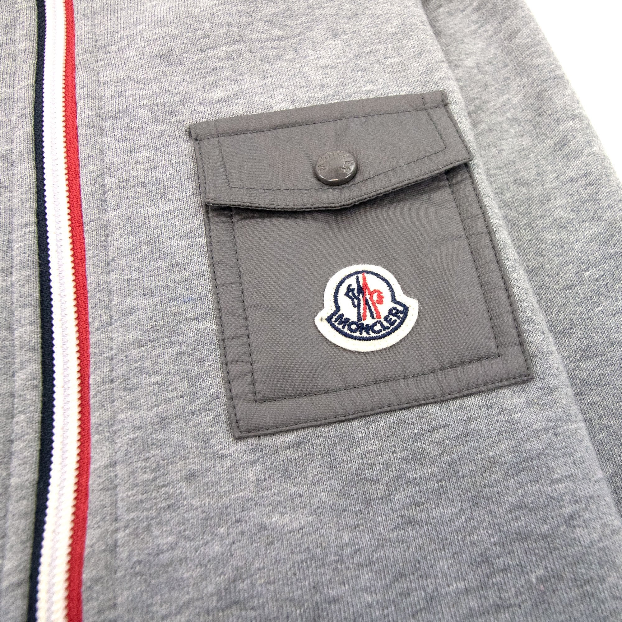 Moncler Junior Zip Up Hooded Sweatshirt Light Grey