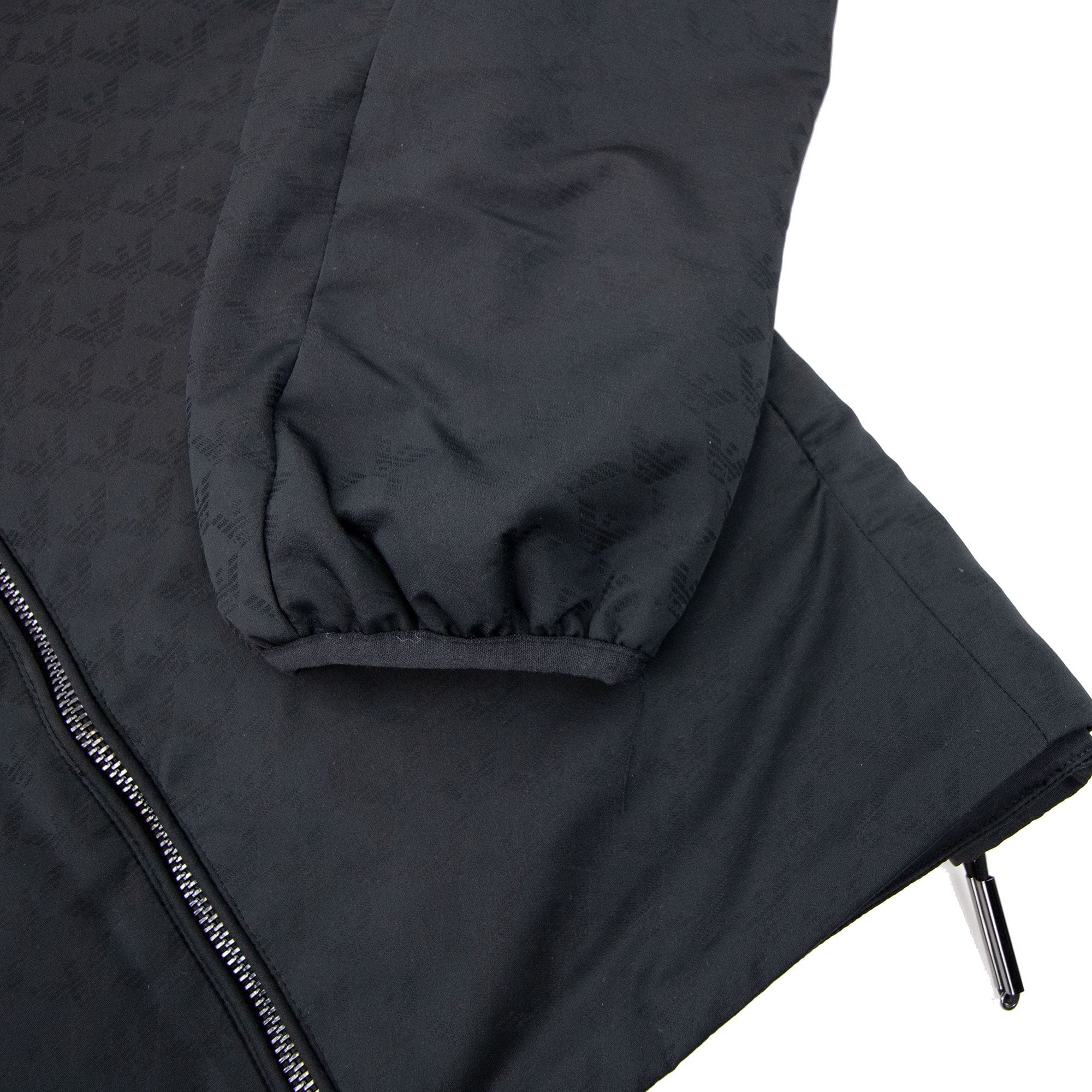 Emporio Armani Hooded Nylon Jacket With All-over Jacquard Monogram Black