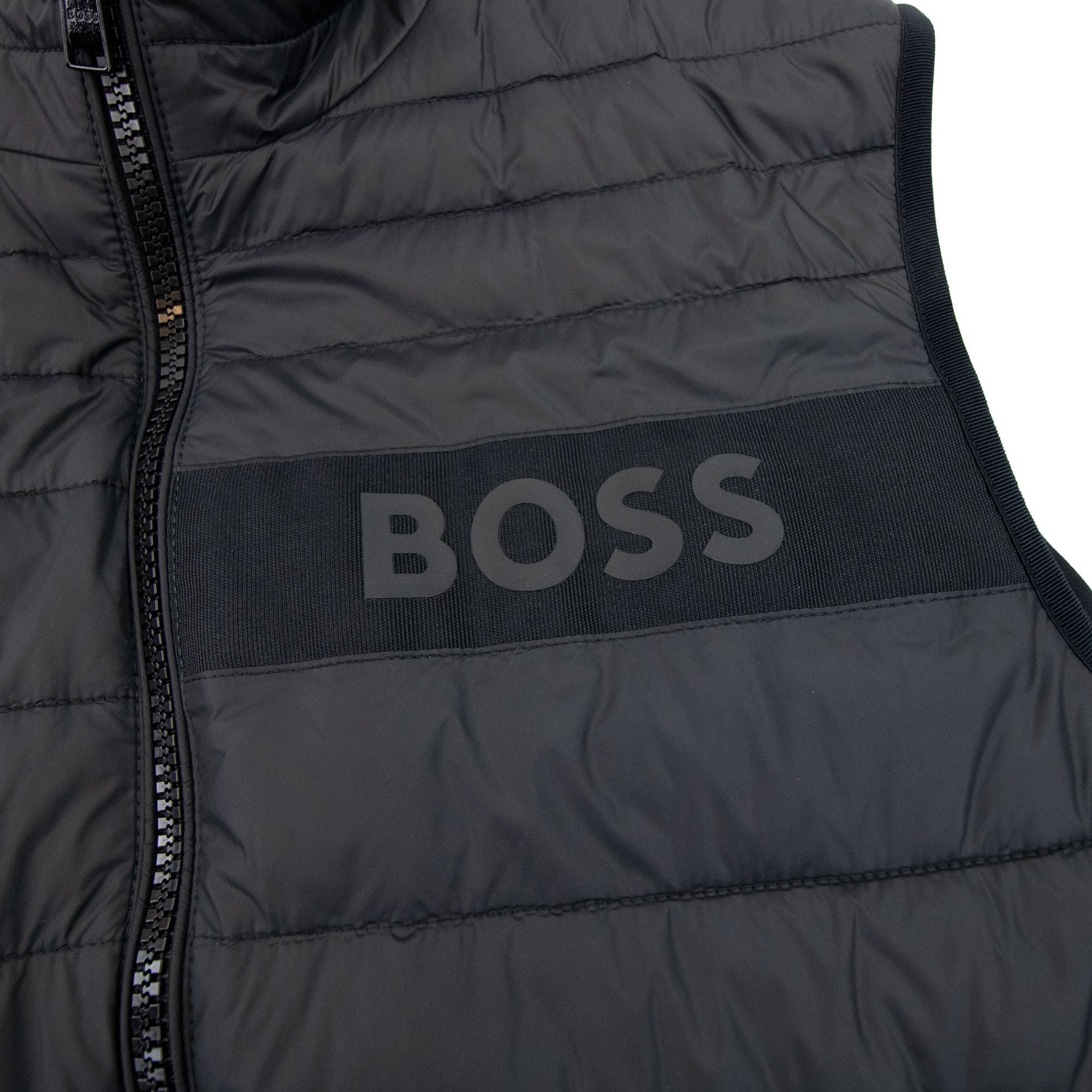Hugo Boss Water-repellent Padded Gilet With 3d Logo Tape Black