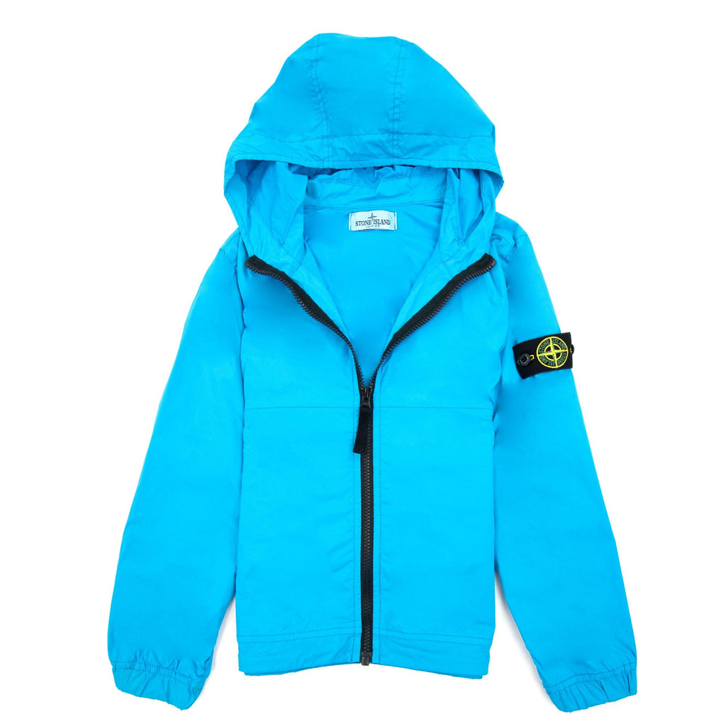Stone Island Junior 40532 Stretch Nylon Garment Dyed Overshirt Turquoise V0042