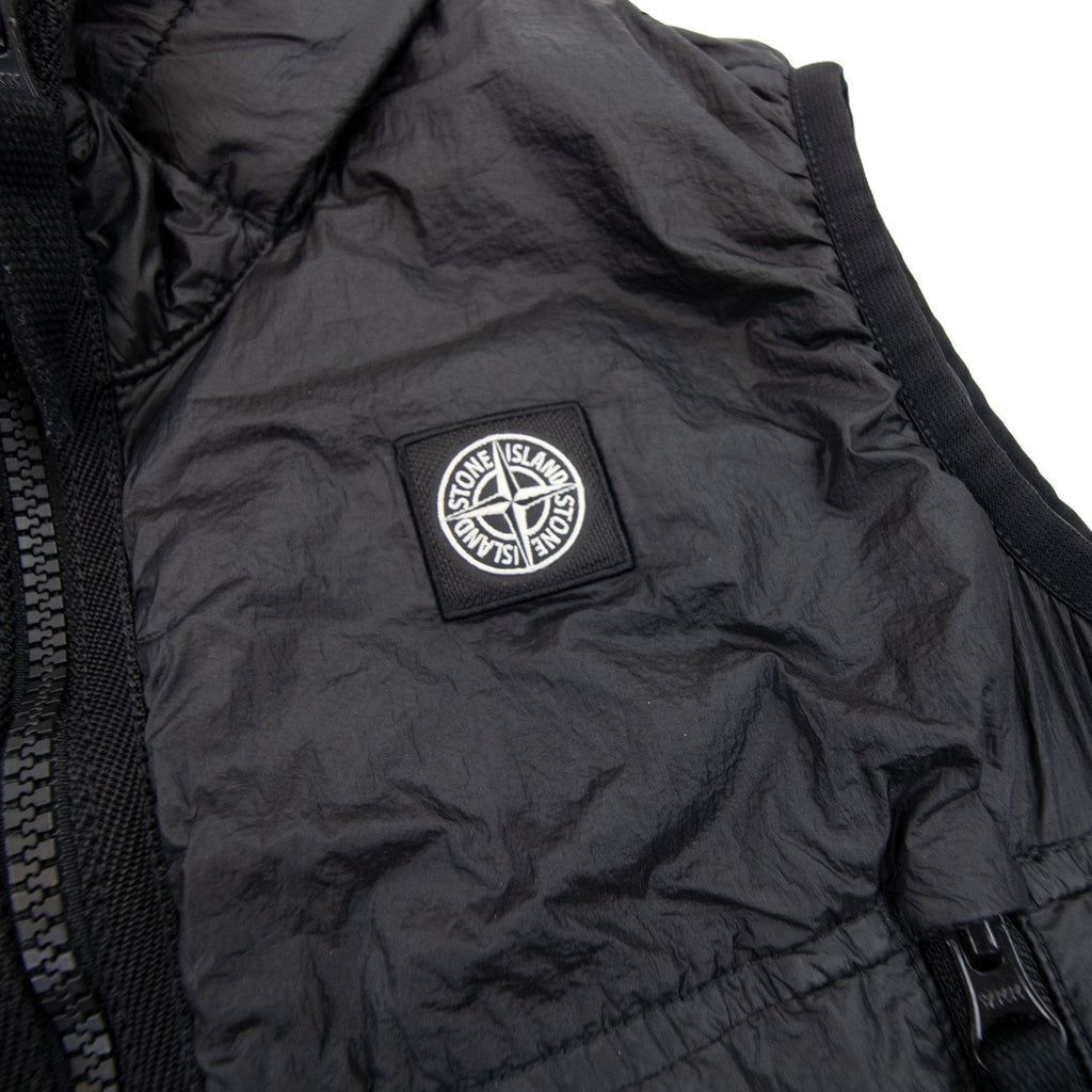 Stone Island Junior Logo Hoodied Nylon Gilet Black V0029