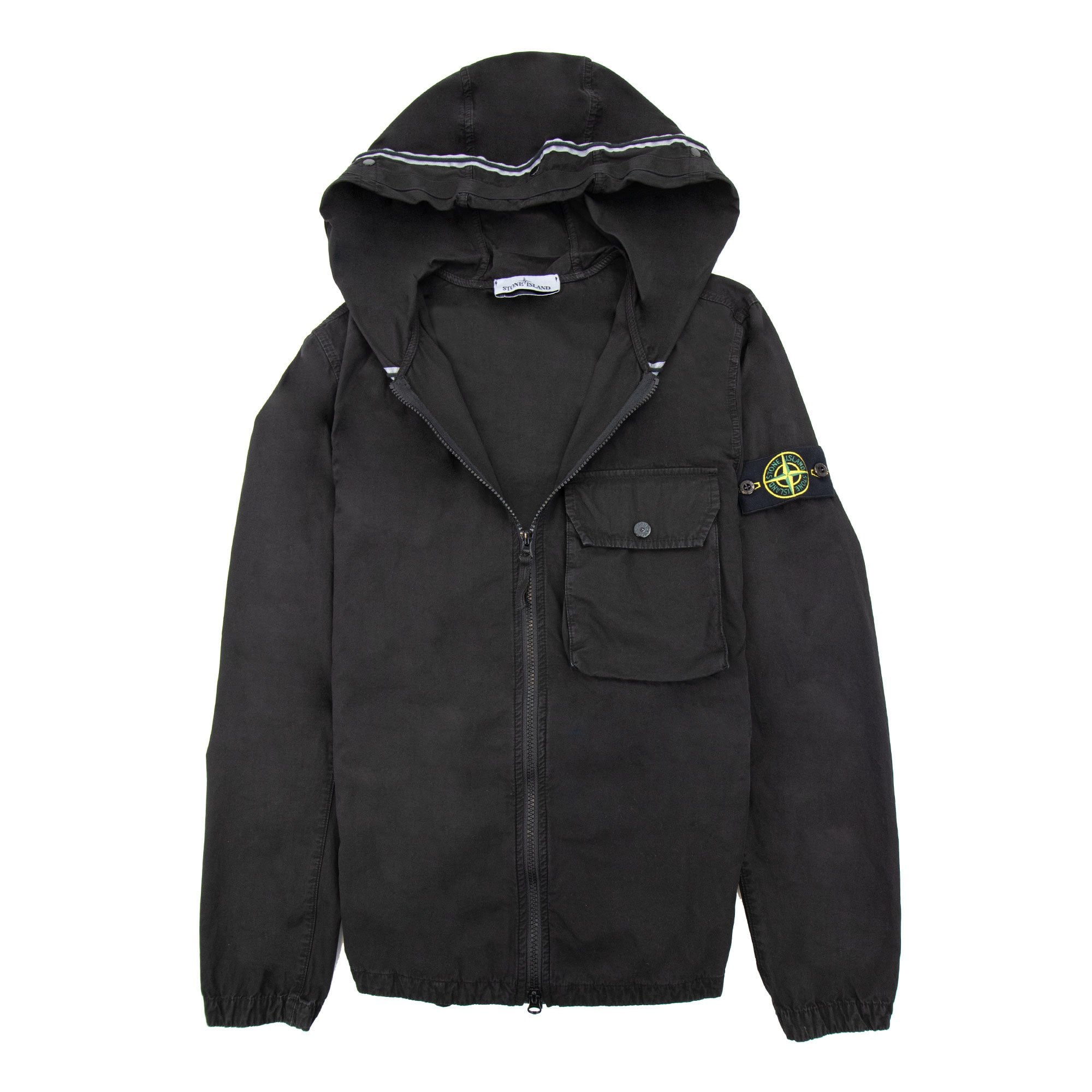 Stone Island 114wn Brushed Cotton Canvas Old Effect Black V0129