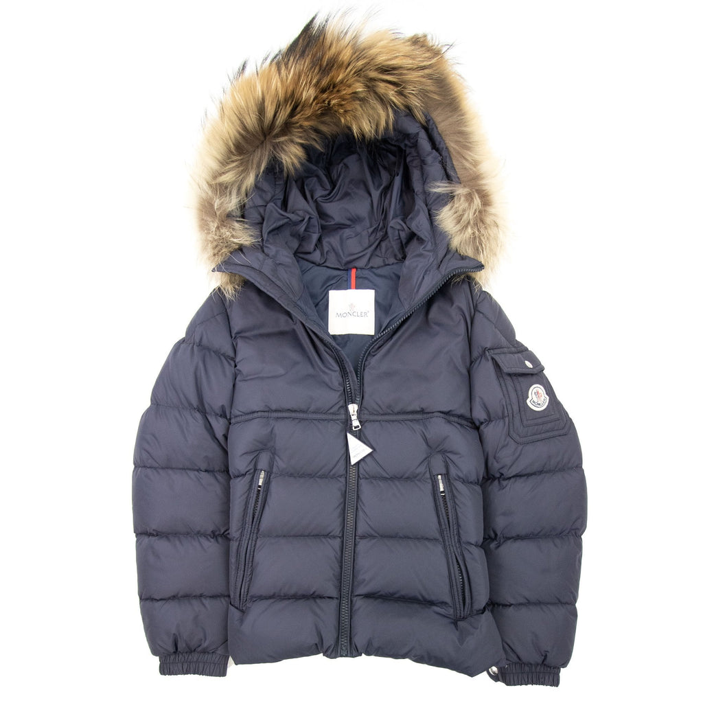Moncler Junior New Byron Fur Coat Navy 742