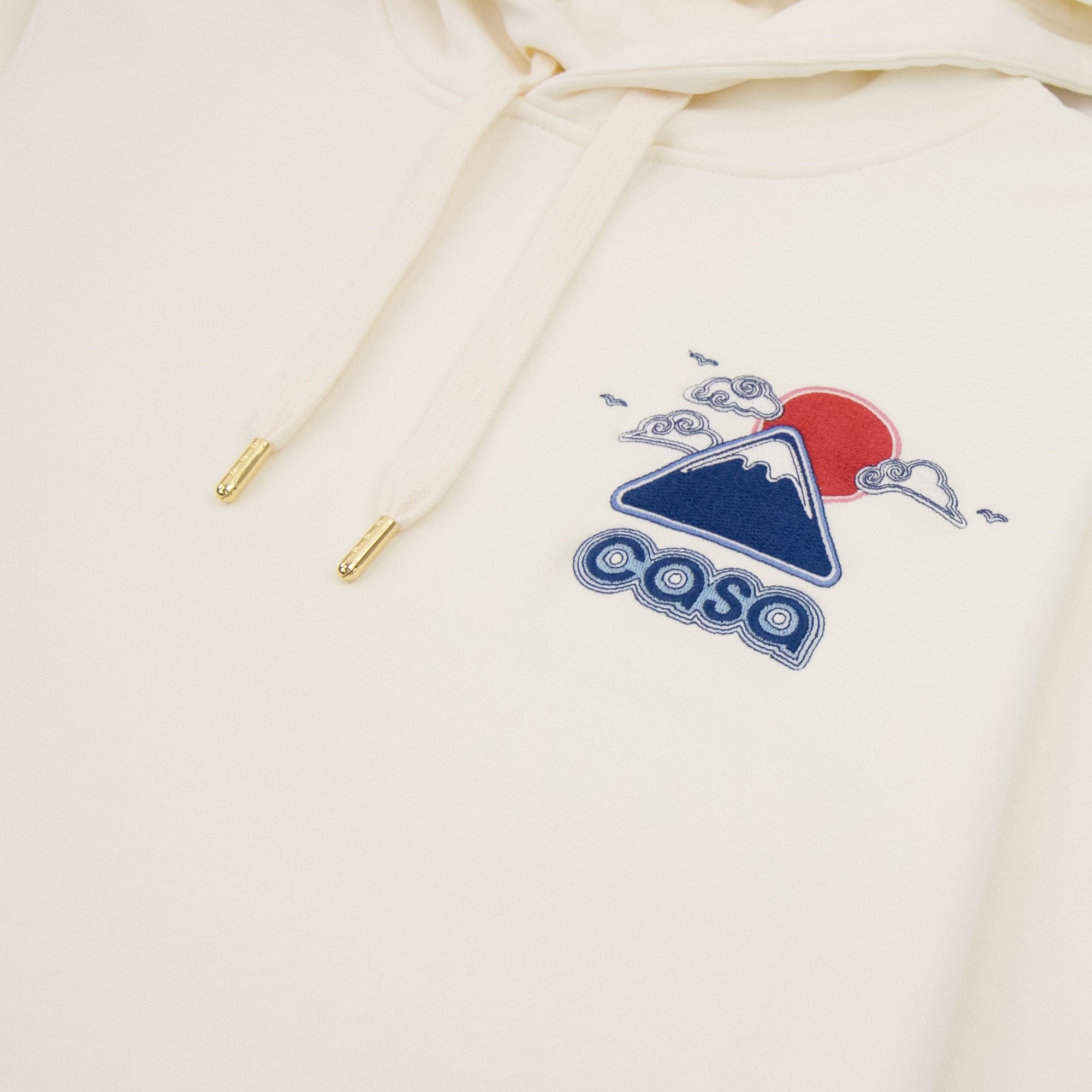 Casablanca Soleil Levant Embroidered Hooded Sweatshirt Off White