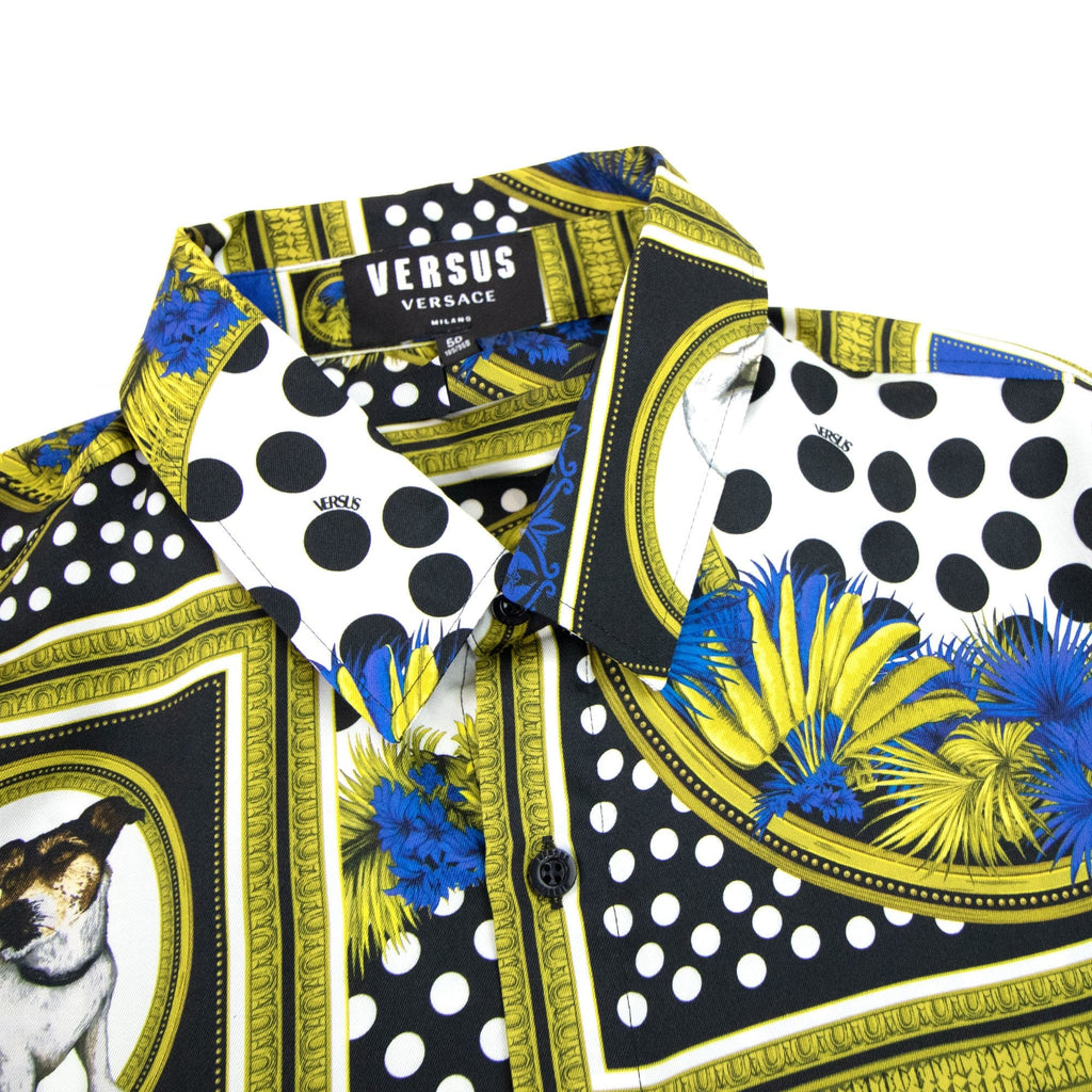 Versace Versus All Over Branded Print Shirt Gold