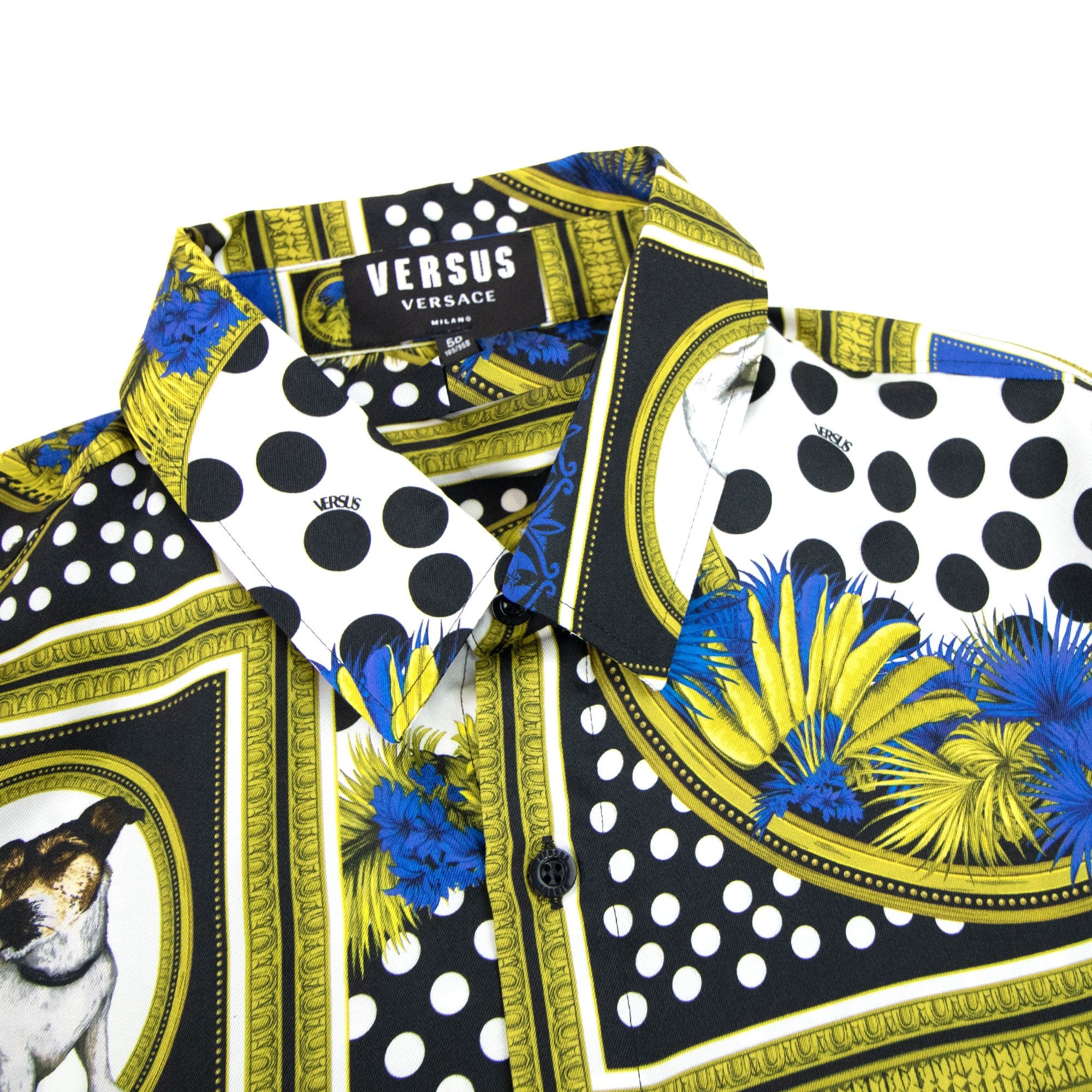 Versace Versus All Over Branded Print Shirt Gold