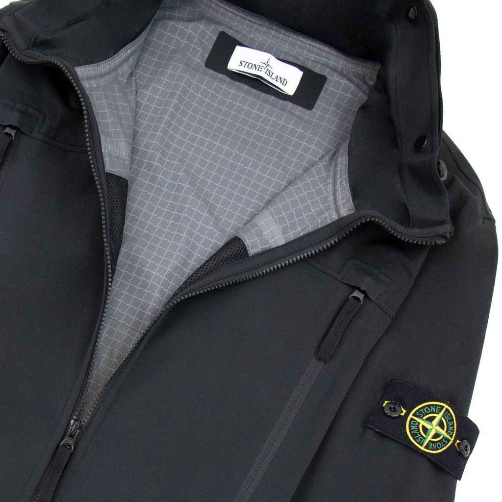 Stone Island 41826 Light Soft Shell Check Grid Jacket Black 999