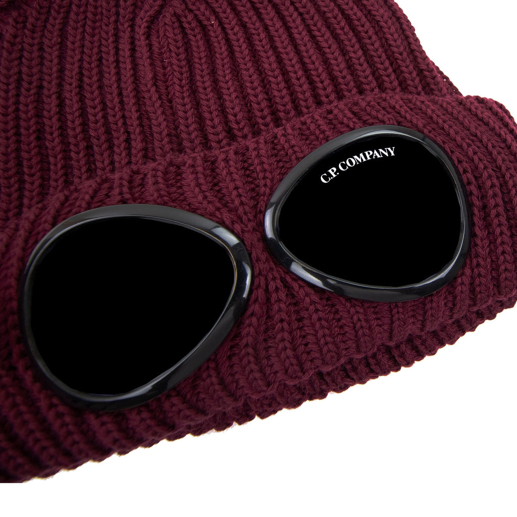 Cp Company Extra Fine Merino Wool Goggle Beanie Port Royal Red 589