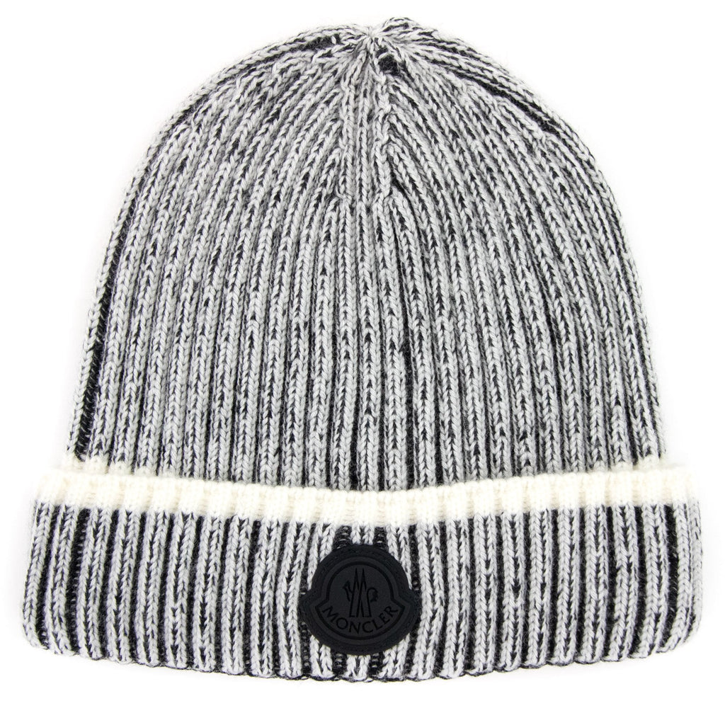 Moncler Logo Wool Beanie Grey 090