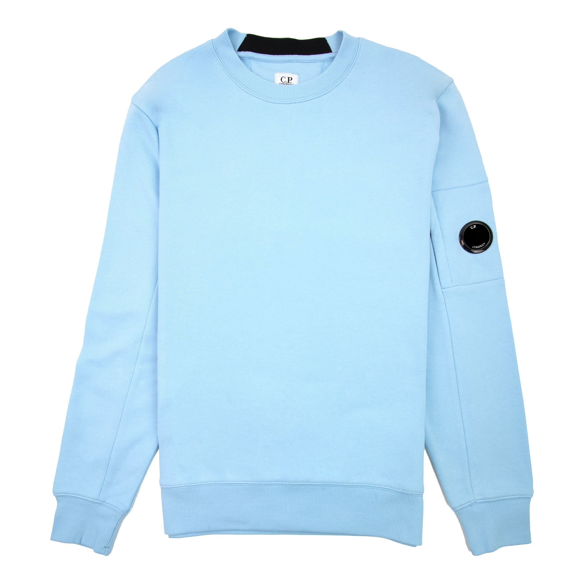 Cp Company Diagonal Raised Fleece Lens Crew Sweatshirt Sky Blue