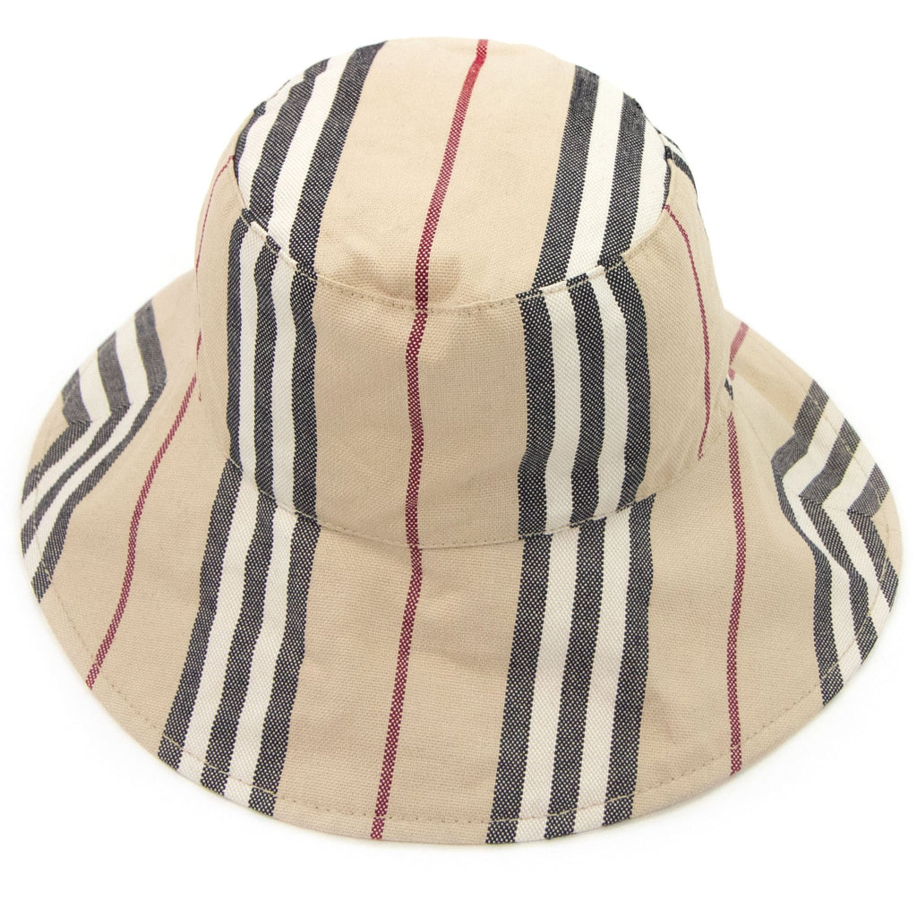 Burberry Checked Cotton Blend Bucket Hat Beige