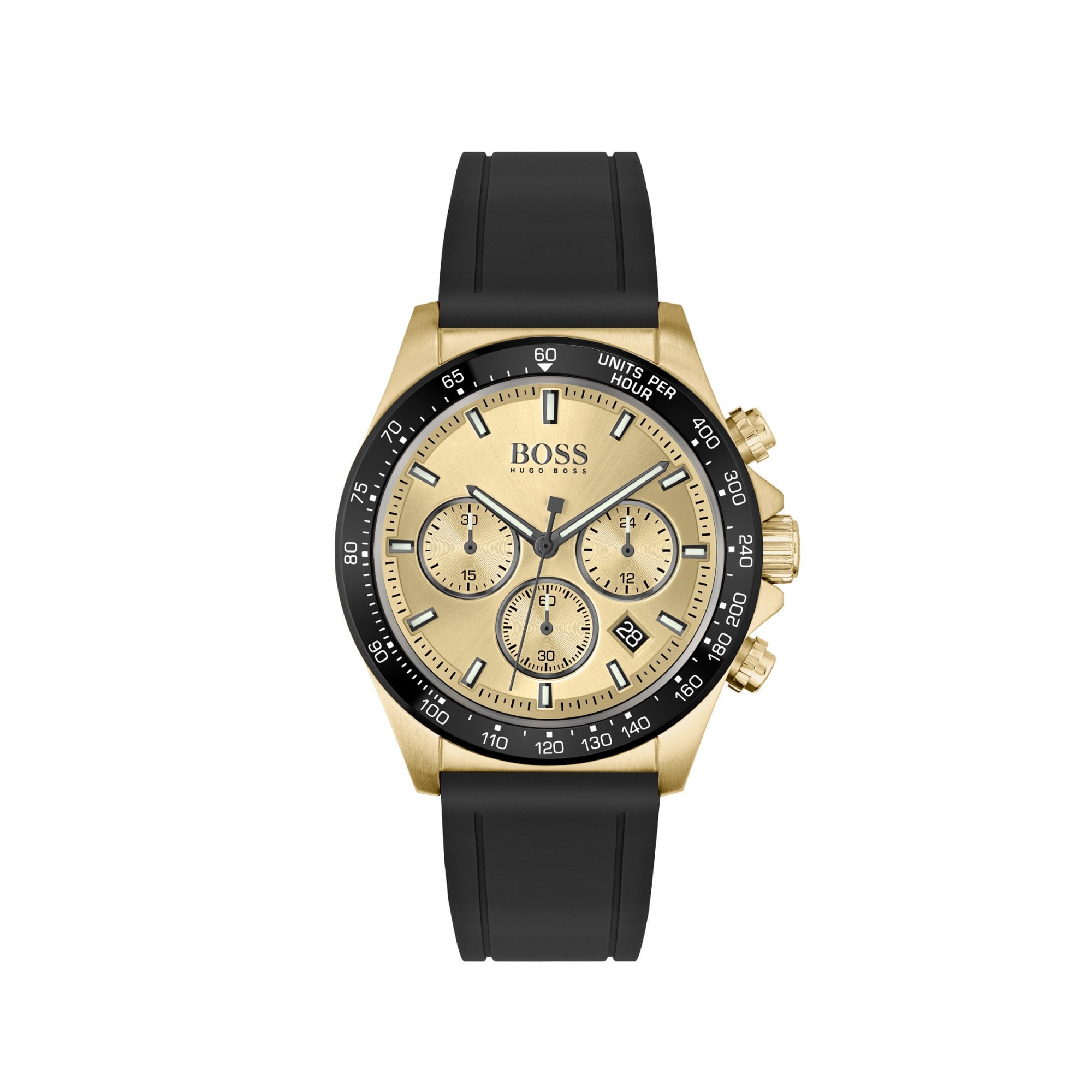 Hugo Boss Hero Gold Plated Rubber Watch Black
