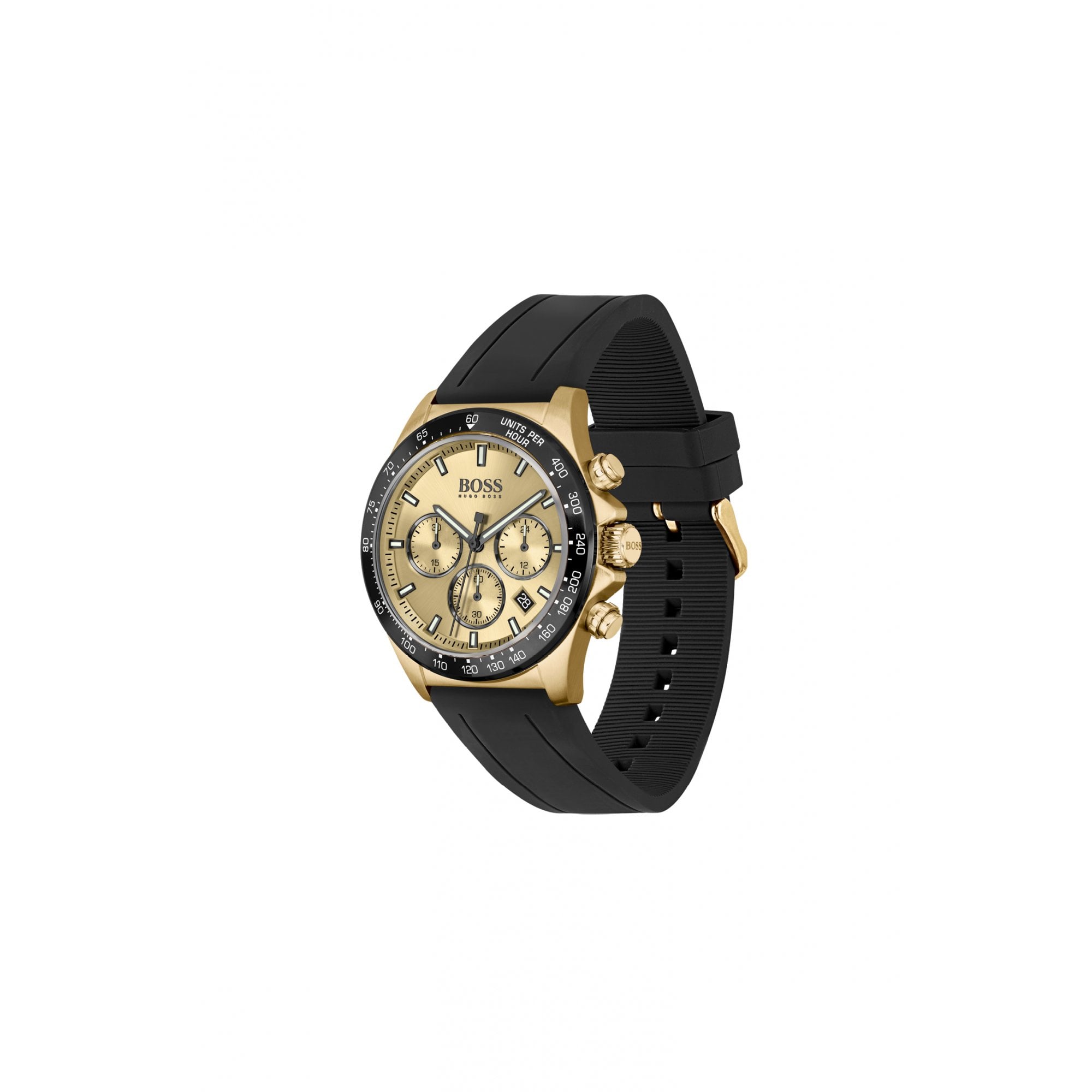 Hugo Boss Hero Gold Plated Rubber Watch Black