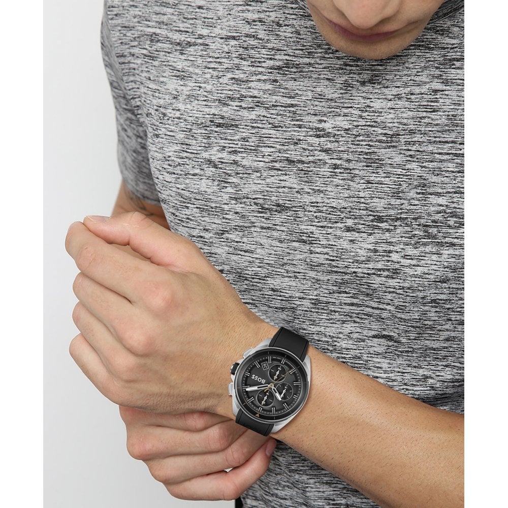 Hugo Boss Volane Rubber Strap Watch Black