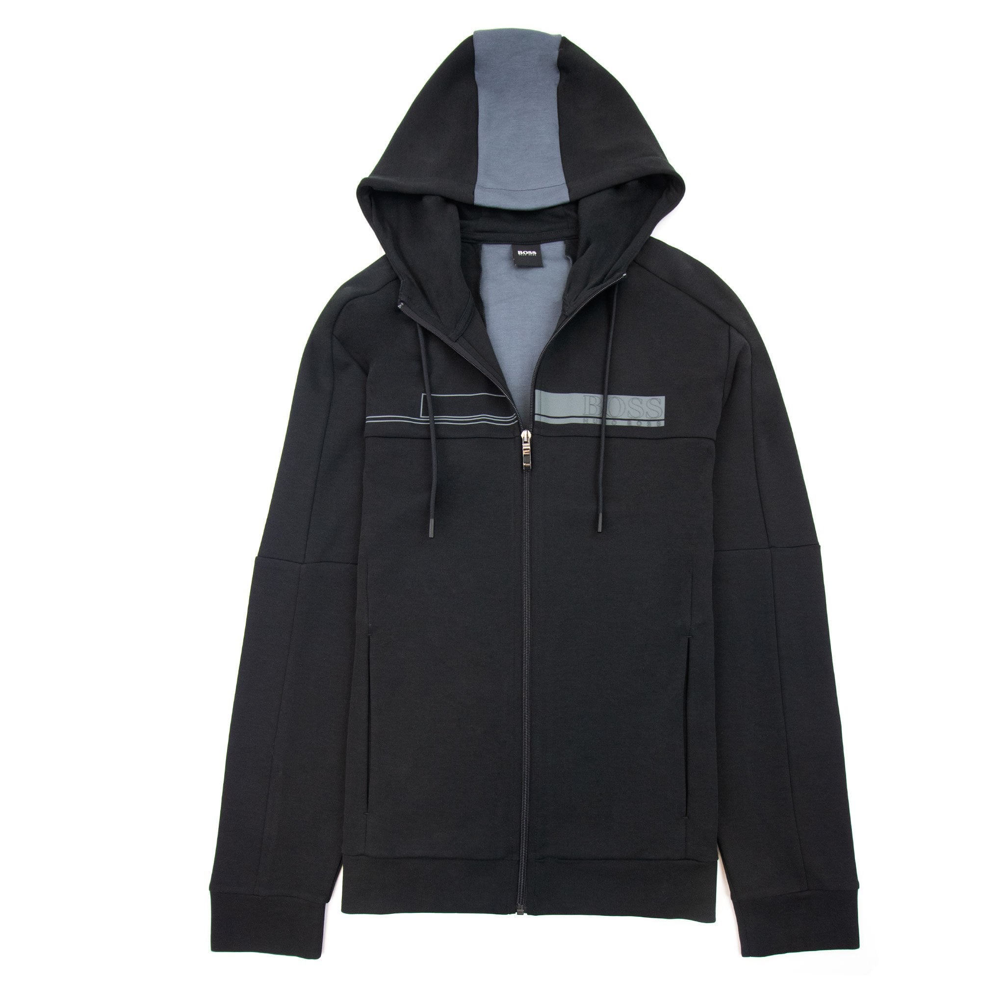 Hugo Boss Saggy 1 Block Logo Zip Up Hoody Black 001