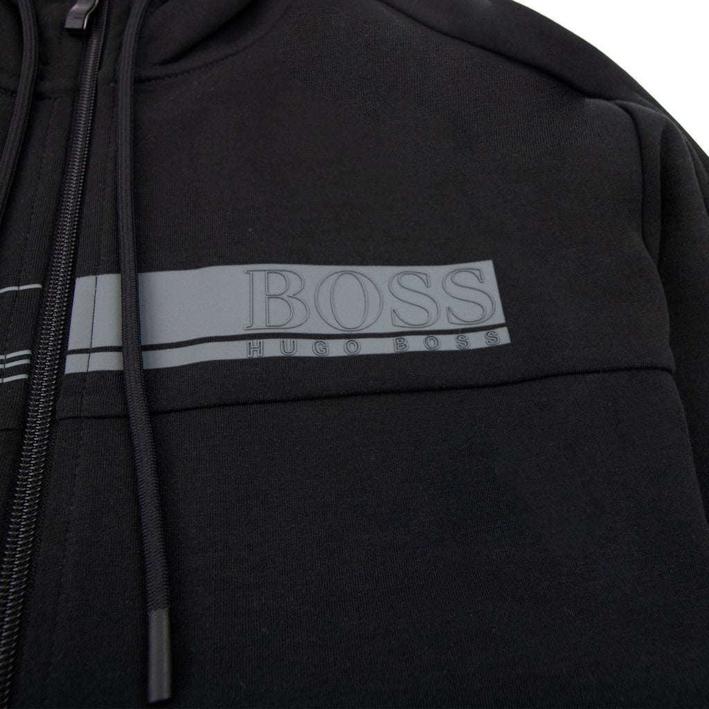 Hugo Boss Saggy 1 Block Logo Zip Up Hoody Black 001