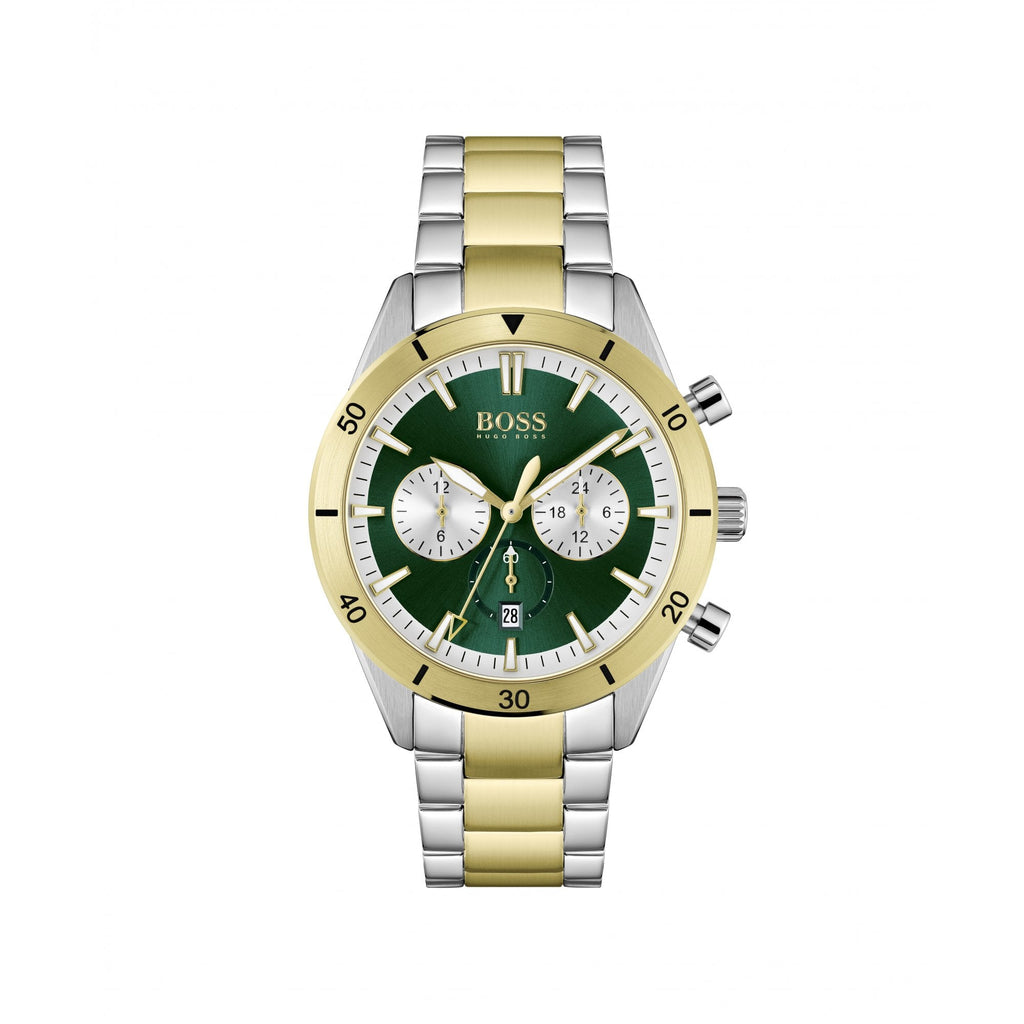 Hugo Boss Santiago Two Tone Green Watch Green