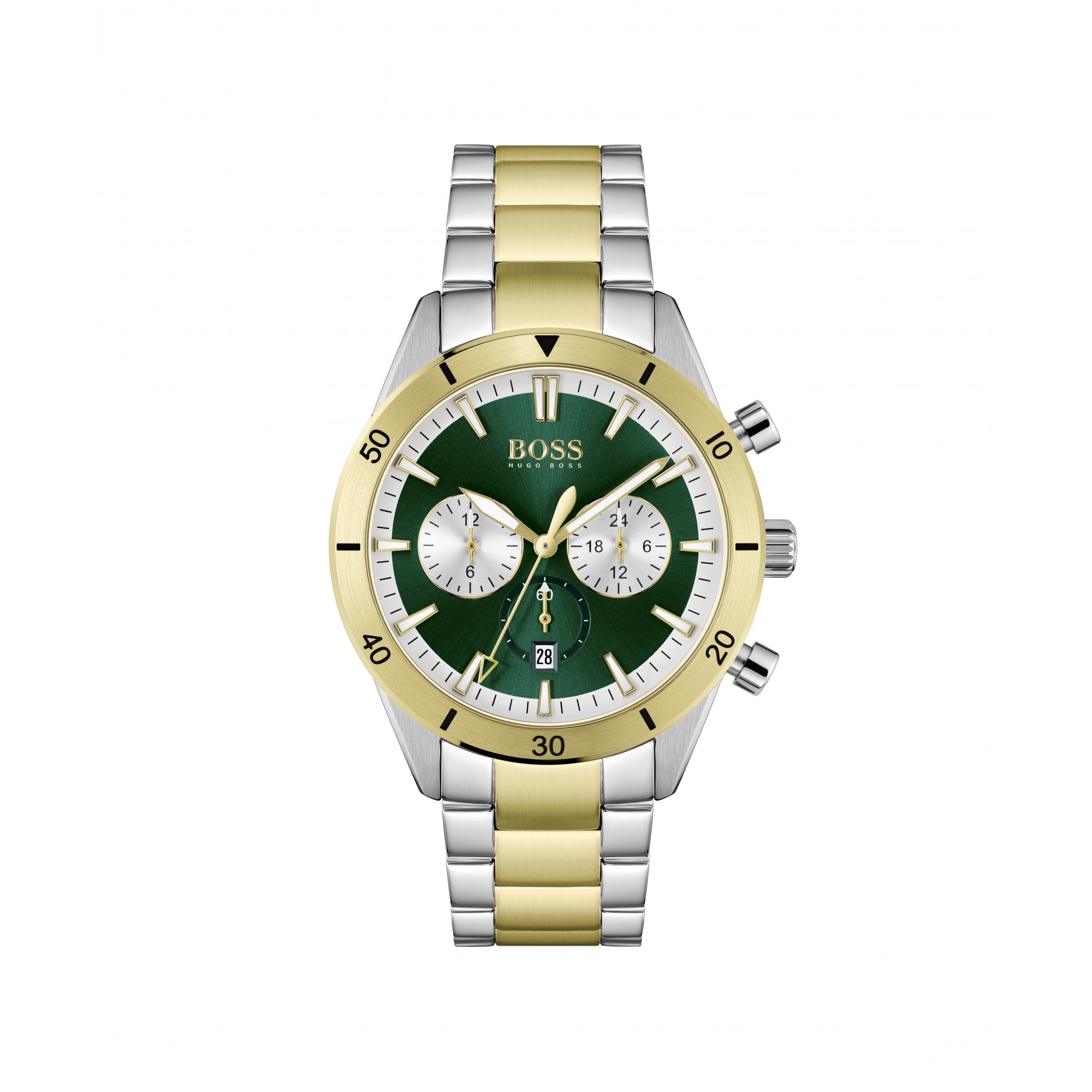 Hugo Boss Santiago Two Tone Green Watch Green