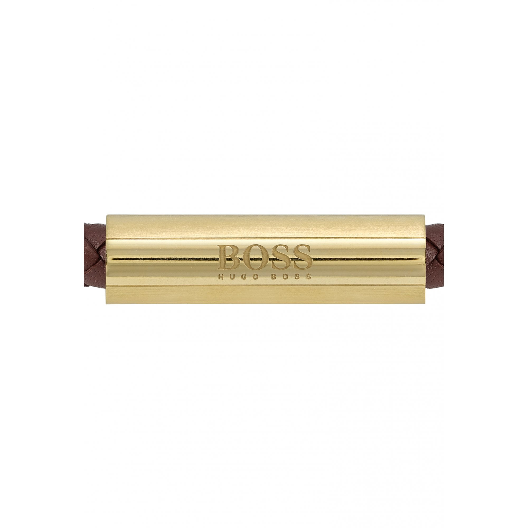 Hugo Boss Braided Leather Bracelet Dark Brown