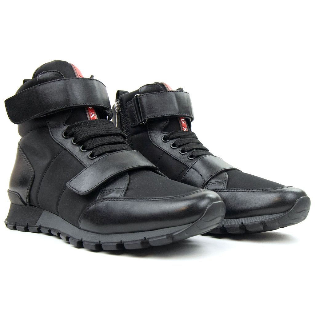 Prada Plume+nylon Ankle Boot Black