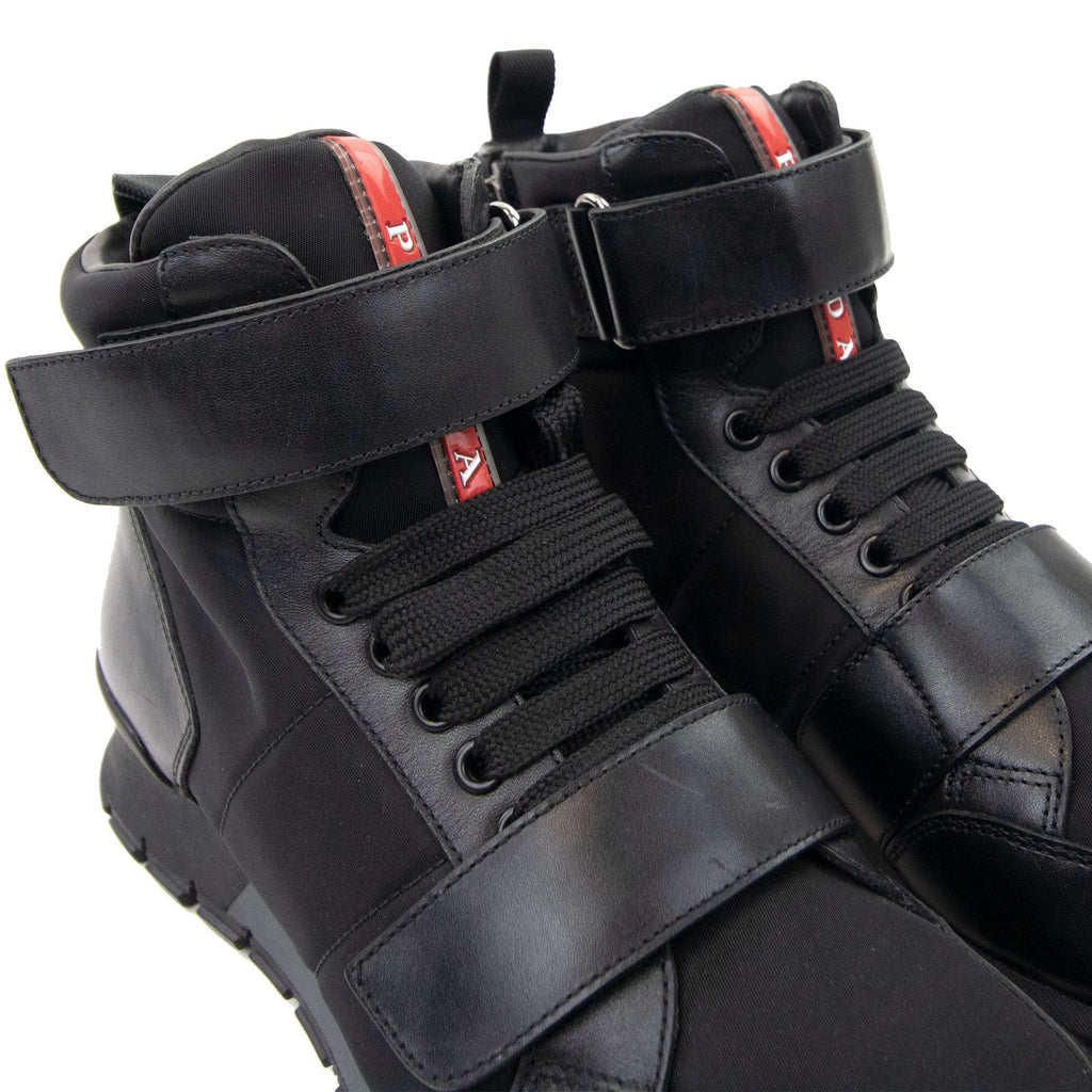 Prada Plume+nylon Ankle Boot Black
