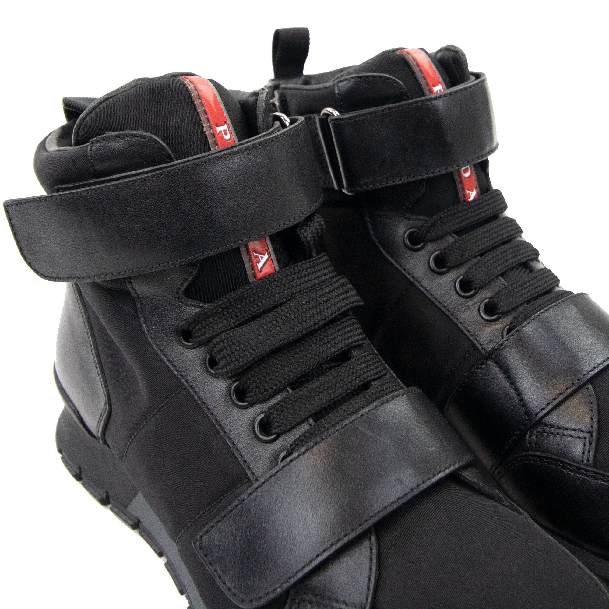 Prada Plume+nylon Ankle Boot Black