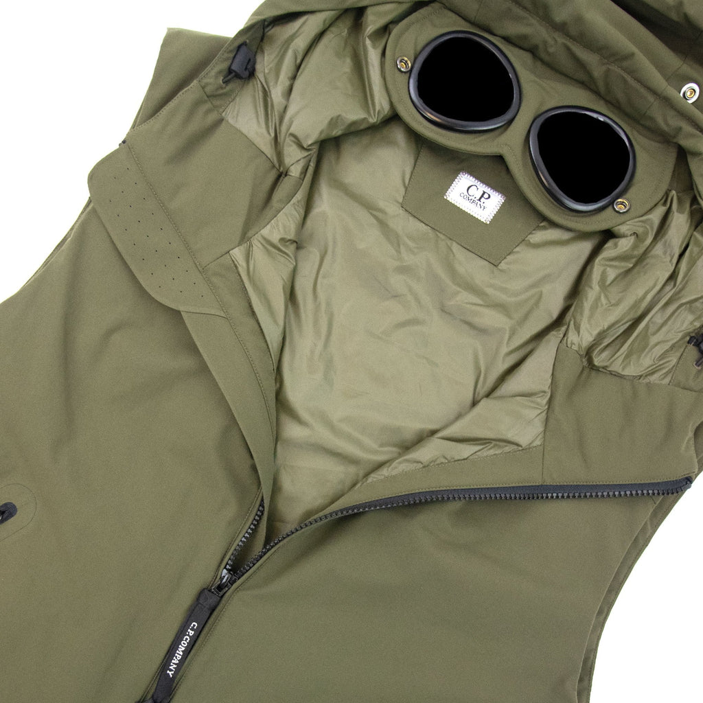 Cp Company Cp Pro Tek Hooded Gilet Khaki 672