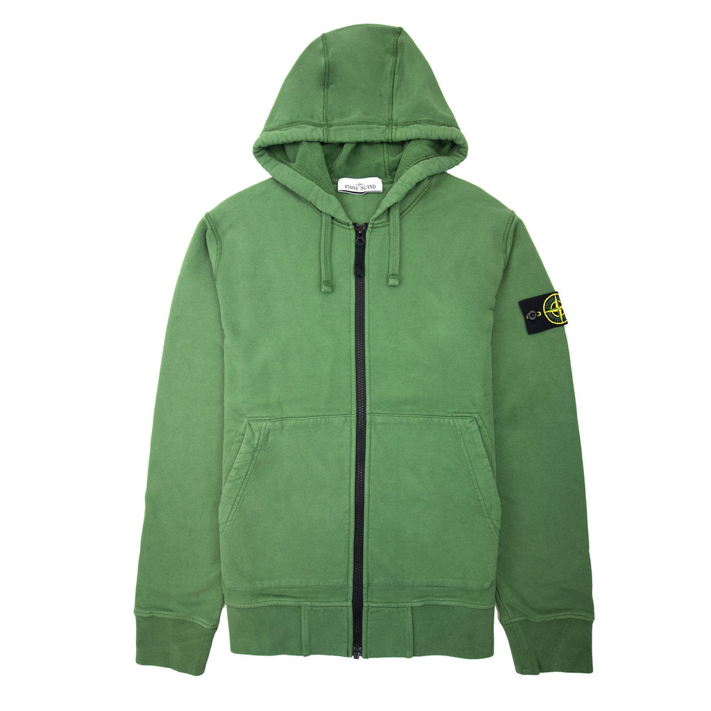 Stone Island Open Zip Up Hooded Sweatshirt Khaki V0058