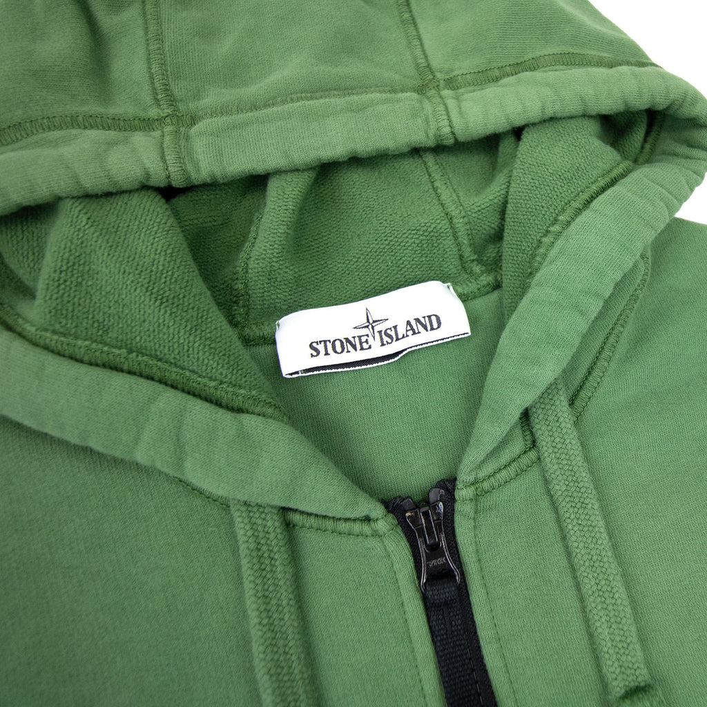 Stone Island Open Zip Up Hooded Sweatshirt Khaki V0058