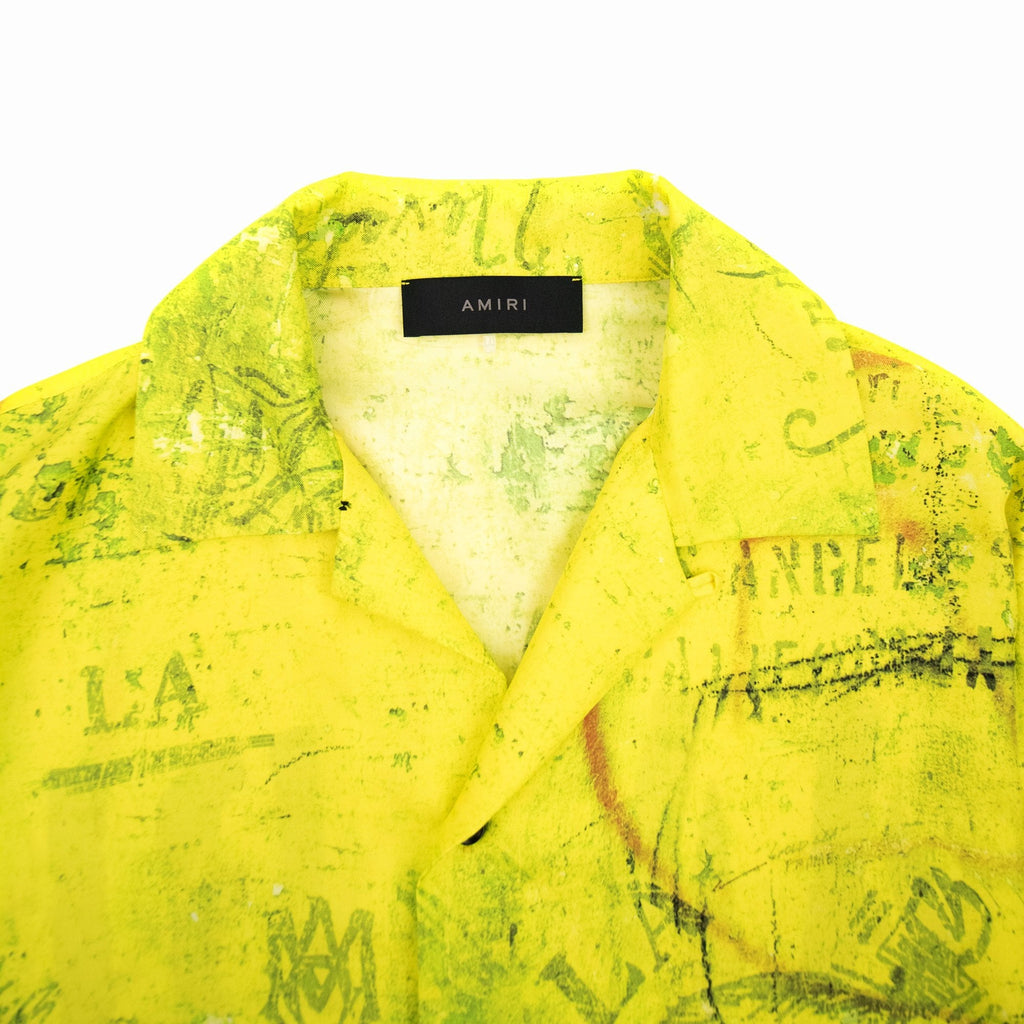 Amiri Army Stencil Camp Shirt Lime Green